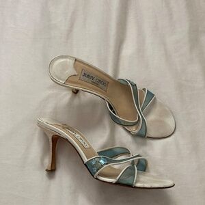 JIMMY CHOO Leather Cutout Accent Slides